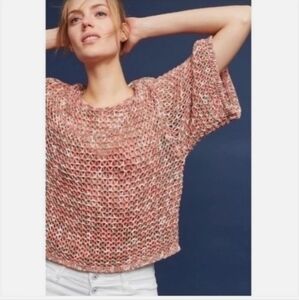 ANTHROPOLOGIE MOTH Salina Open  Knit Multicolor Oversized Sweater. XS NWT